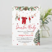 Rode kerstman baby kerst baby shower kaart (Staand voorkant)