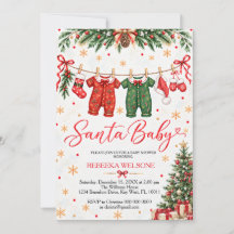 Rode kerstman baby kerst baby shower