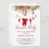 Rode kerstman baby kerst baby shower kaart (Voorkant / Achterkant)