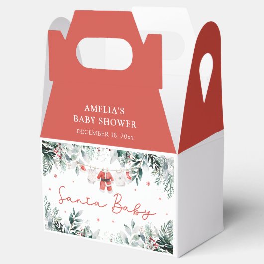 Rode Kerstman Baby Kerstmis Baby Kleding Baby show Bedankdoosjes (Geopend)