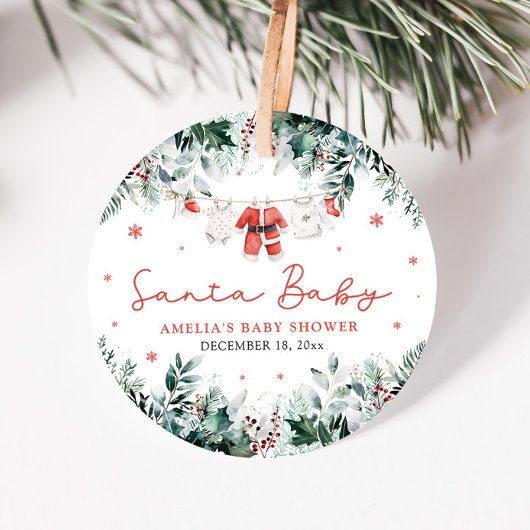 Rode Kerstman Baby Kerstmis Baby Kleding Baby show Bedankjes Labels