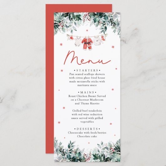 Rode Kerstman Baby Kerstmis Baby Kleding Baby show Menu (Voorkant / Achterkant)