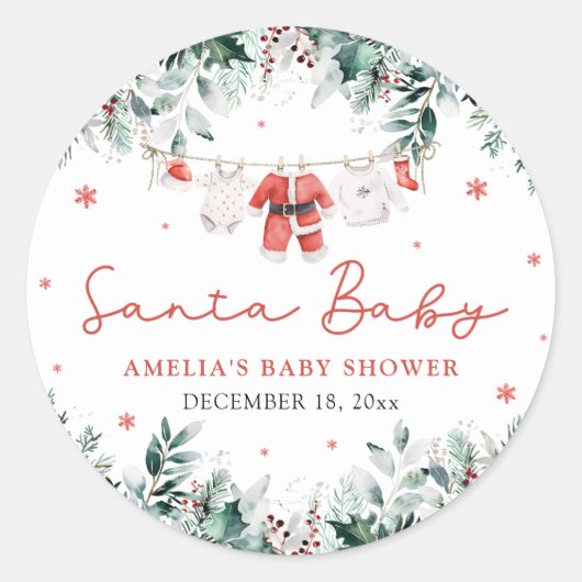 Rode Kerstman Baby Kerstmis Baby Kleding Baby show Ronde Sticker (Voorkant)