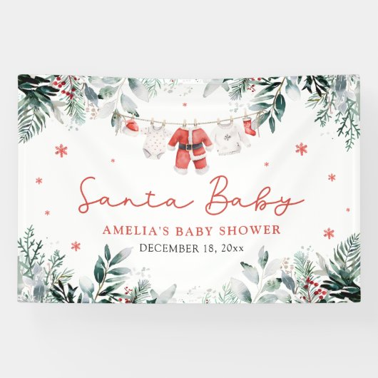 Rode Kerstman Baby Kerstmis Baby Kleding Baby show Spandoek (Horizontaal)