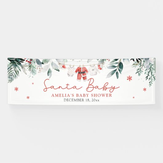 Rode Kerstman Baby Kerstmis Baby Kleding Baby show Spandoek (Horizontaal)