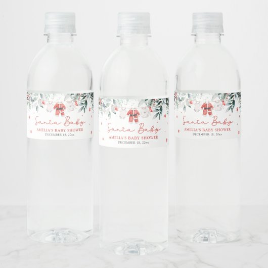 Rode Kerstman Baby Kerstmis Baby Kleding Baby show Waterfles Etiket (Flessen)