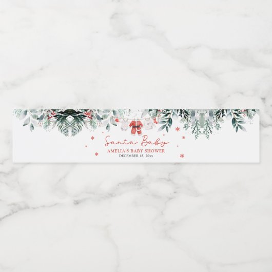 Rode Kerstman Baby Kerstmis Baby Kleding Baby show Waterfles Etiket (Enkel label)