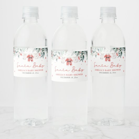 Rode Kerstman Baby Kerstmis Baby Kleding Baby show Waterfles Etiket (Flessen)