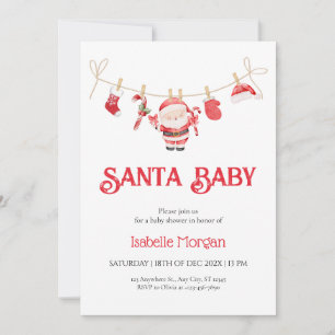Rode Kerstman Baby Kerstmis Baby Shower Uitnodigin Kaart