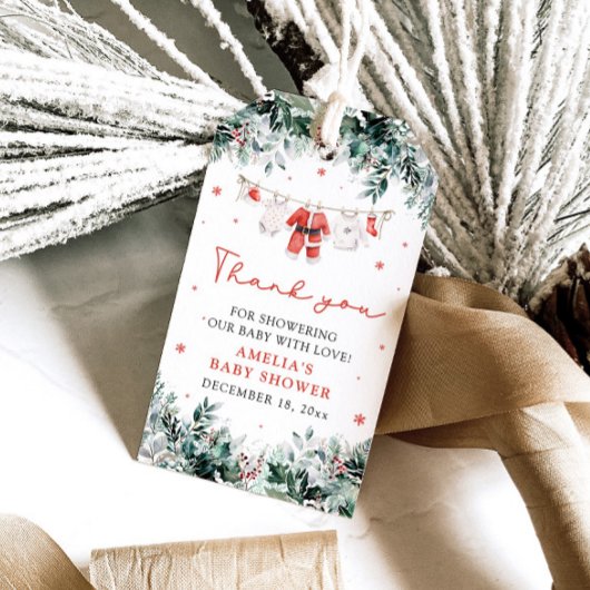 Rode Kerstman Baby Kerstmis Waslijn Baby Shower Cadeaulabel