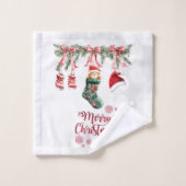 Rode Kerstman Baby Kerstmis Waslijn Bad Handdoek (Wasdoekje)