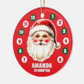 Rode Kerstman Baby Milestone Kerstfoto Keramisch Ornament (Links)
