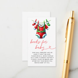 Rode Kerstman Baby shower Boeken voor Baby Informatiekaartje
