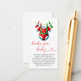 Rode Kerstman Baby shower Boeken voor Baby Informatiekaartje