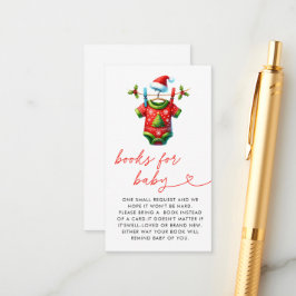 Rode Kerstman Baby shower Boeken voor Baby Informatiekaartje