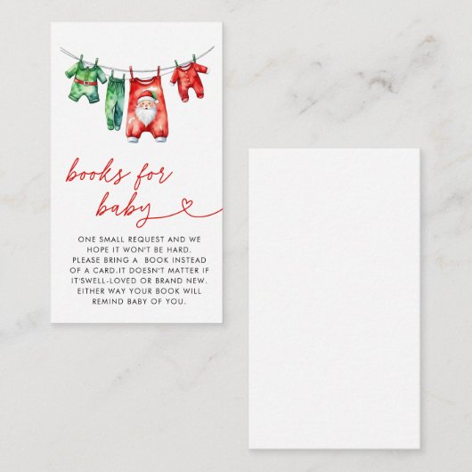 Rode Kerstman Baby shower Boeken voor Baby Informatiekaartje (Voorkant / Achterkant)