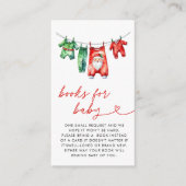 Rode Kerstman Baby shower Boeken voor Baby Informatiekaartje (Voorkant)