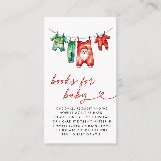 Rode Kerstman Baby shower Boeken voor Baby Informatiekaartje (Voorkant)