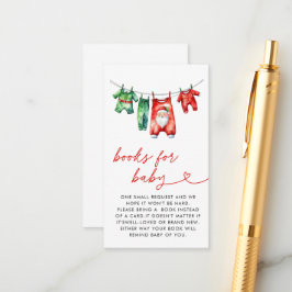 Rode Kerstman Baby shower Boeken voor Baby Informatiekaartje