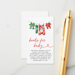Rode Kerstman Baby shower Boeken voor Baby Informatiekaartje