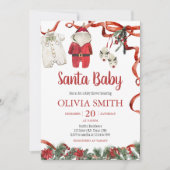 Rode Kerstman Baby shower Kaart (Voorkant)