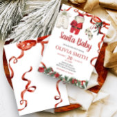 Rode Kerstman Baby shower Kaart