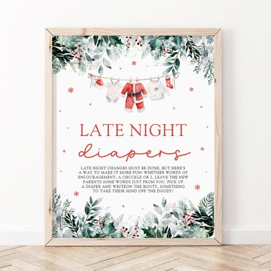 Rode Kerstman Baby shower Late Night Luiers Poster