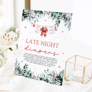 Rode Kerstman Baby shower Late Night Luiers Reclamebord Met Voetstuk