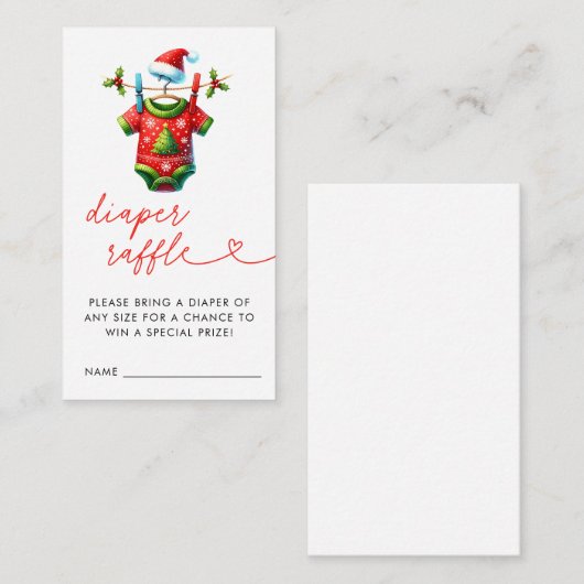 Rode Kerstman Baby shower Luier Raffle Informatiekaartje (Voorkant / Achterkant)