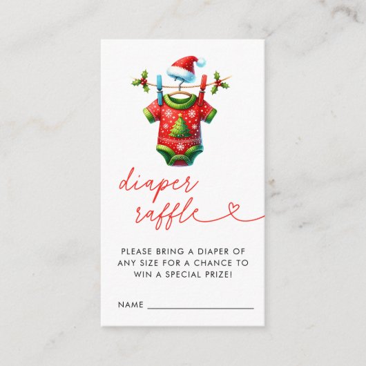 Rode Kerstman Baby shower Luier Raffle Informatiekaartje (Voorkant)