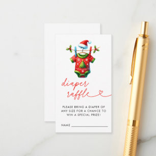 Rode Kerstman Baby shower Luier Raffle Informatiekaartje