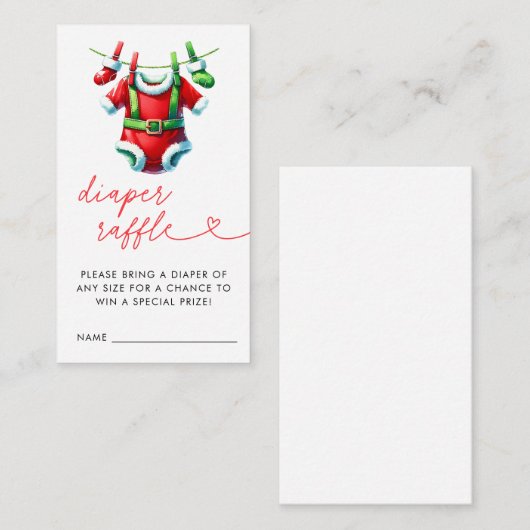 Rode Kerstman Baby shower Luier Raffle Informatiekaartje (Voorkant / Achterkant)