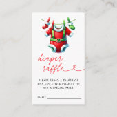 Rode Kerstman Baby shower Luier Raffle Informatiekaartje (Voorkant)