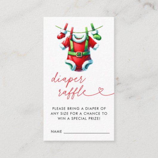 Rode Kerstman Baby shower Luier Raffle Informatiekaartje (Voorkant)