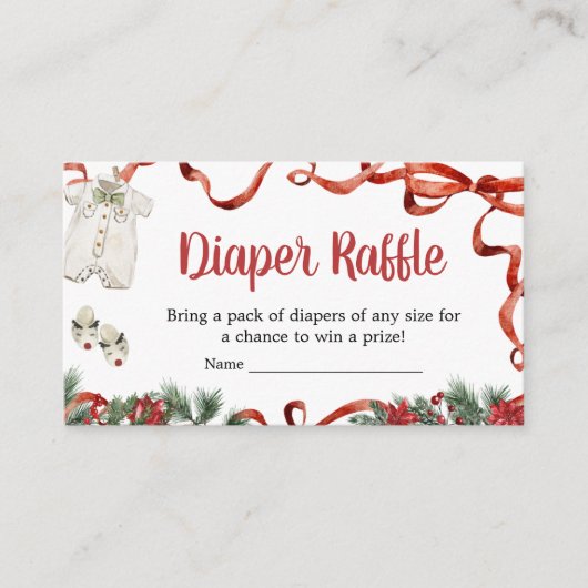 Rode Kerstman Baby shower Luier Raffle Informatiekaartje (Voorkant)