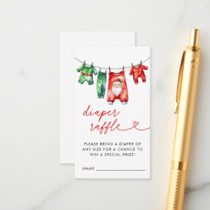 Rode Kerstman Baby shower Luier Raffle Informatiekaartje