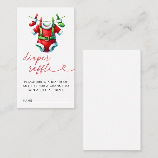 Rode Kerstman Baby shower Luier Raffle Informatiekaartje (Voorkant / Achterkant)