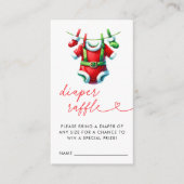 Rode Kerstman Baby shower Luier Raffle Informatiekaartje (Voorkant)