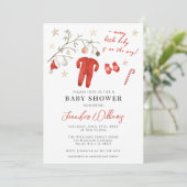 Rode Kerstman Baby Winter Baby shower Kaart (Staand voorkant)