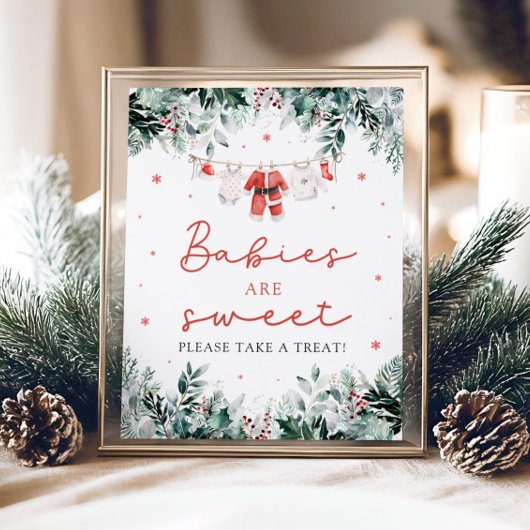 Rode Kerstman Baby's Zijn Zoet Neem een Traktatie Poster