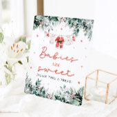 Rode Kerstman Baby's Zijn Zoet Neem een Traktatie Reclamebord Met Voetstuk