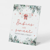 Rode Kerstman Baby's Zijn Zoet Neem een Traktatie Reclamebord Met Voetstuk (Voorkant)