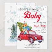  rode kerstman brengt ons een Baby kerstmis Kaart (Voorkant / Achterkant)