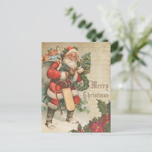  rode kerstman briefkaart (Staand voorkant)