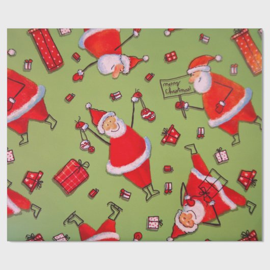  rode kerstman cadeaupapier (Vlak)