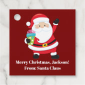 Rode Kerstman Custom Kinder kerstfeest Bedankjes Labels (Voorkant)