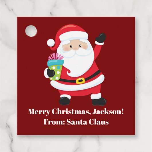 Rode Kerstman Custom Kinder kerstfeest Bedankjes Labels (Voorkant)
