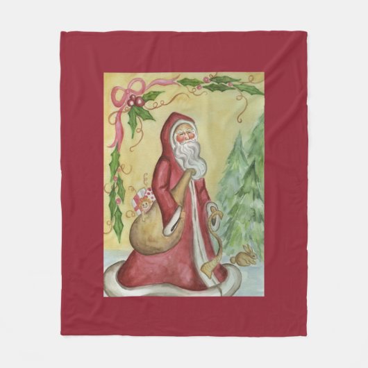 Rode Kerstman Dekent Geschenk Fleece Deken (Voorkant)