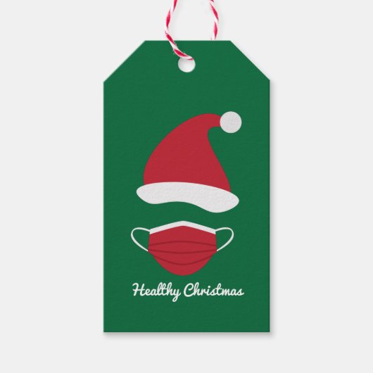 Rode Kerstman en gezichtsmasker Cadeaulabel (Voorkant)