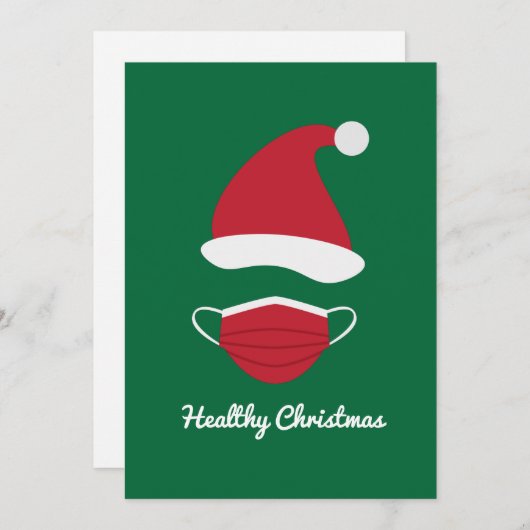 Rode Kerstman en gezichtsmasker Feestdagenkaart (Voorkant / Achterkant)